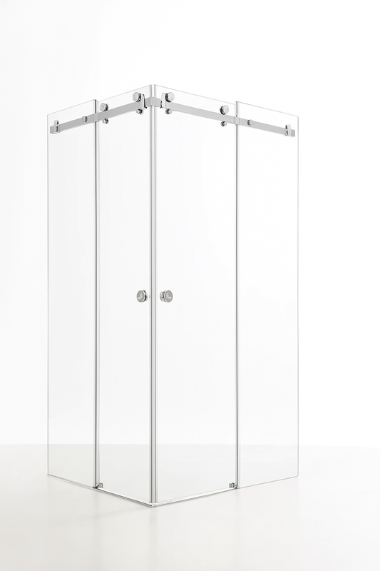 TG12 Corner Frameless Shower Door – Clear Glass – 33"–48" W x 70"–76" H