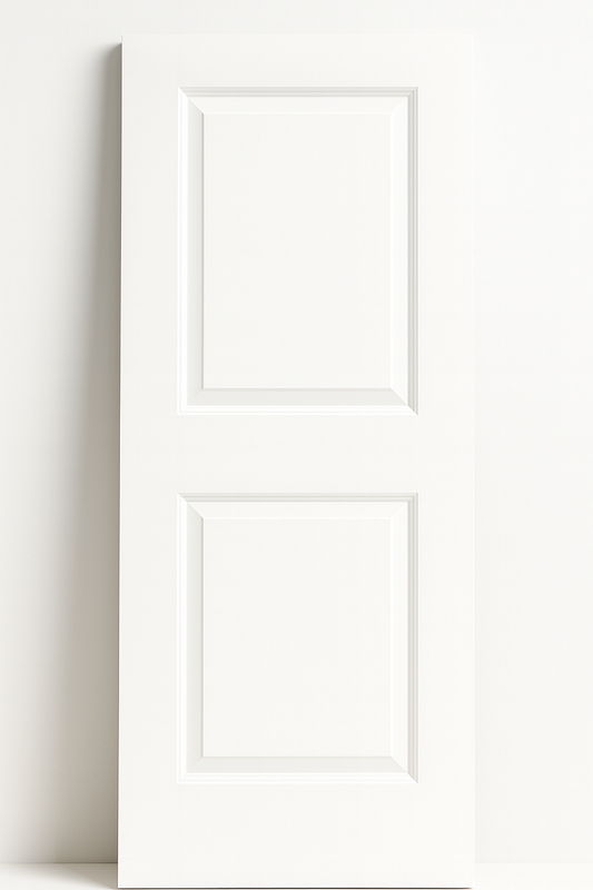 E08 2-Panel White Primed Solid Wooden Interior Door