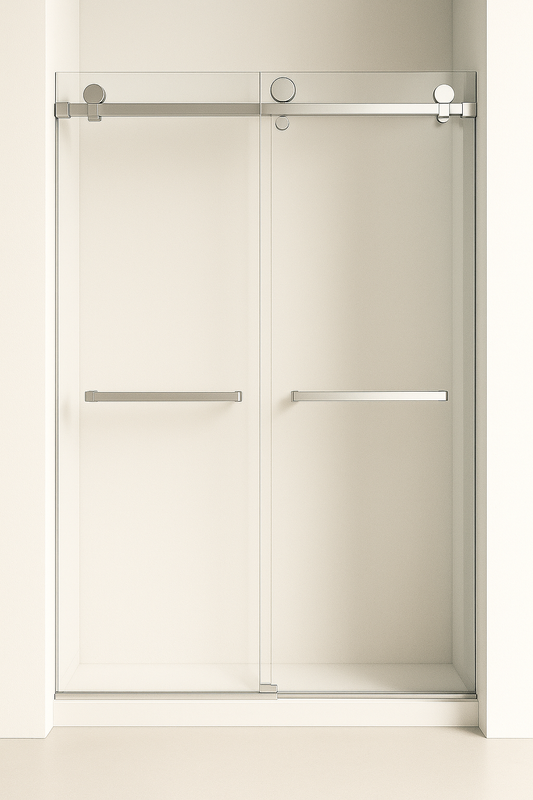 TG11 Double Sliding Frameless Shower Door – Clear Glass – 42"–72" W x 66"–76" H