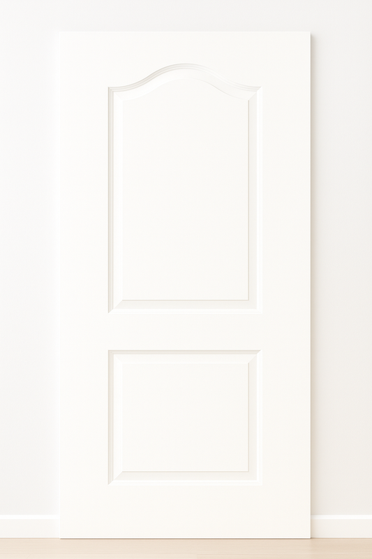 E02 2-Panel White Primed Solid Wooden Interior Door